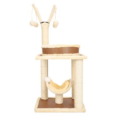 China Wholesale Stocked Cat Scratcher Tree Tower Cat Scratch Board Cat Climbing Round Interactive Frame With Wholesale Price for sale