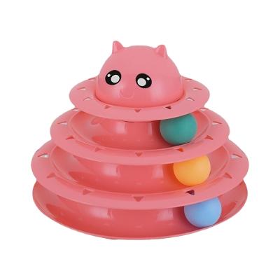 China Hot Sale Stocked On Amazon Cat Three Levers Tower Of Tracks Cat Toys Pet Ball Toys Interactive Amusement Dish for sale