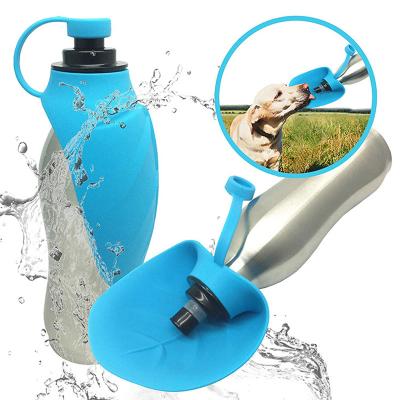 China 2022 600ml Portable Metal Viable Wholesale Travel Stainless Steel Dog Water Bottle, Multifunctional Water Bottles For Dog Walking for sale