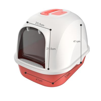 China Stocked Fully Enclosed Stylish Thicken Sandbox Villa Anti-splash Large Space Pet Cat Toilet Litter Box Basin for sale