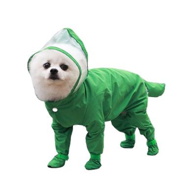 China Sustainable Pet Cat Dog Quadruped One Piece Waterproof Raincoat With Boots And Rain Hat for sale