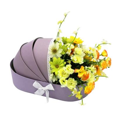 China Recycled Materials Store Round Flower Basket Luxury Hanging Box For Flower Basket Luxury Flower Gift Box for sale