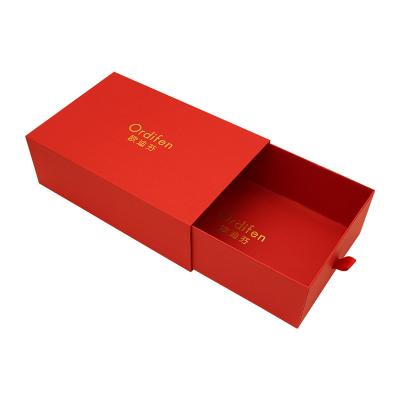 China Handmade Yiwu Price Holidays And Festivals Drawer Sliding Style Packing Gift Box With Gold Foil Print for sale