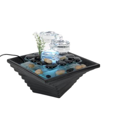 China Eco - Friendly Black Color Ceramic And Glass Graft Table Fountain zu verkaufen