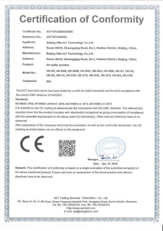 CE - Beijing Hike Iot Technology Co., Ltd.