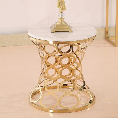 China Morden customized modern brass and marble porcini bronze metal side table for sale