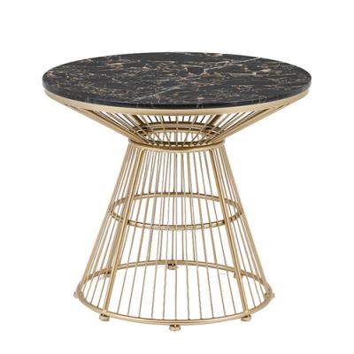 China Morden Modern Marble Top Metal Base Side Table With Rose Gold Frame for sale