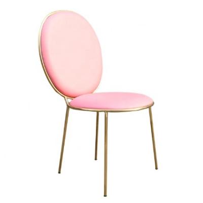 China Chesterfield SOFA 2021 New Design Stainless Steel Legs Leather Modern High End Pink Dining Chair for sale