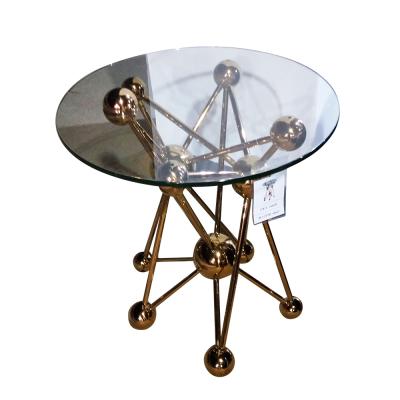 China Coffee table round shape stainless steel coffee table living room glass coffee table for sale