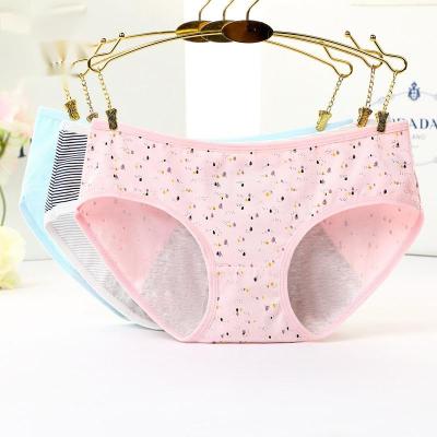 China Breathable Low Waist Women's Pastel Printing Lace Period Leakproof Panties for sale