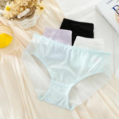 China Traceless Mid Waist Solid Color Breathable Free Waist Lace Panties For Woman for sale