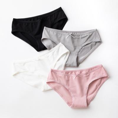 China Solid Colors Antibacterial Pastel Wholesale Women Underwear Low Waist Cotton Panties for sale