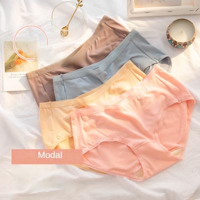 China Wholesale Solid Colors Women's Panties Modal Briefs Antibacterial Pastel Underwear Mid Waist for sale