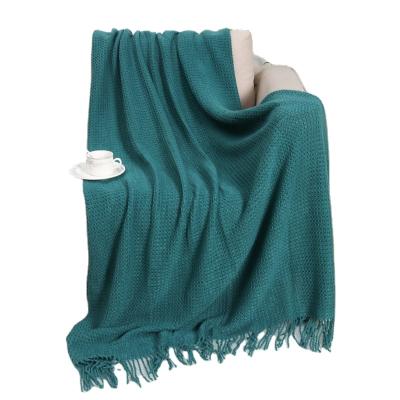 China Other Super Soft Textured Blanket Lightweight Knitted 100% Acrylic Solid Decorative Throw Blanket For Bed And Sofa for sale