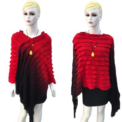 China Other winter newcomer woman winter scarf custom soft poncho handfeel acrylic yarn poncho with dip-dye for sale