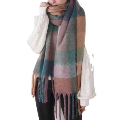 China OEM Fashion Women's Long Stole Knitting Cashmere Soft Feeling Color Soft Acrylic Simple Pattern For Ladies Woven Scarf for sale