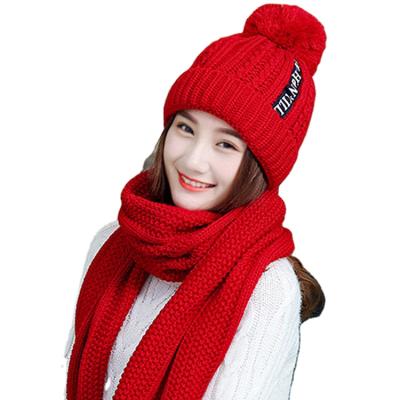 China 2021 Medium Warm Winter Women Knit Scarf Hat Wholesale Elegantet Soft Hat And Scarf Set for sale