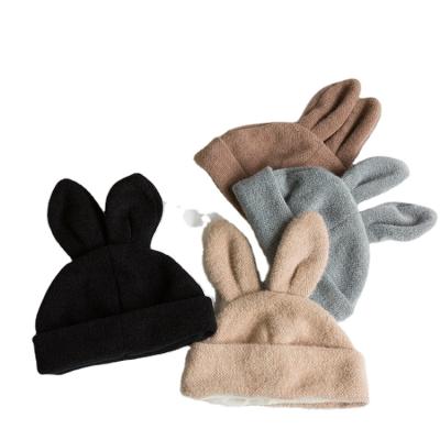 China COMMON adult ladies with lovely bunny ear knit beanie hat with soft and warm handfeel in winter season for sale