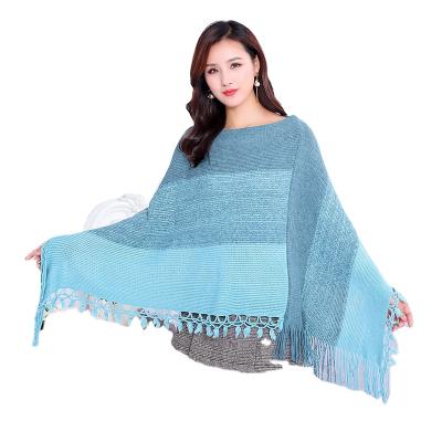 China Other OEM Fashion Women Stole Knitting Cashmere Soft Feeling Color Soft Acrylic Simple Pattern For Ladies Poncho Coat for sale