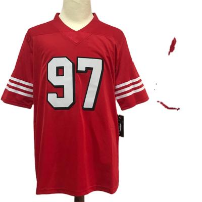 China Wholesale Antibacterial High Quality Soccer Jerseys #97 Comfortable Quick Dry T-shirt Football Wear Red Color With White Numbers for sale