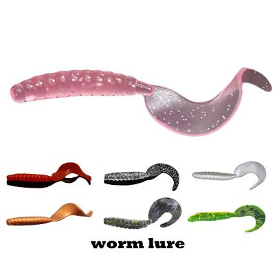 China Vivid Fish Swimming Action new arrival Worm Soft lure Single Tail 35mm 55mm 70mm Silicone Material Durable worm lure 16pcs for sale