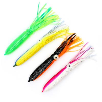 China Vivid Fish Swimming Action High Quality 7inch/18cm 15g Soft Fishing Lure Rubber Squid Skirts Octopus Lure Trolling Bait for Saltwater for sale