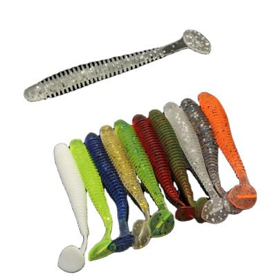 China PVC Factory Sell Screw T-tail Soft Worm Lure 5cm 6cm 7.5cm Soft Single Tail Soft Plastic Fishing Lure Paddle Tail for sale