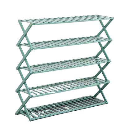 China Wholesale Custom Simple Modern Portable Foldable Bamboo Wooden Shoe Rack For Home Flower Pots And Planter for sale