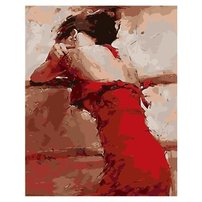 China New Beautiful Classic/Postmodern Home Decorative Framed Red Dress Woman Nude Painting By Numbers For Adults for sale