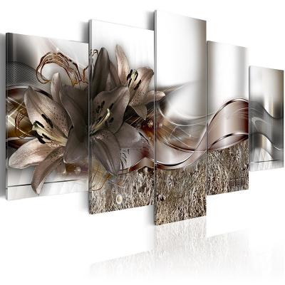 China Eco-friendly 5 Panel Canvas Painting Modern Art Handmade Abstract Gold Foil Wall Paintings Oil Painting On Canvas shopify drop shipping for sale