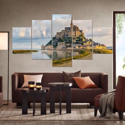 China Landscape Mountain Fashionable Fantasy Painting Living Room Prints Custom 5 Panels Factory Direct Wall Art Print Pictures Posters Canvas Wholesale for sale