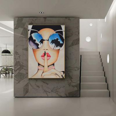 China Fashionable Sunglass Girl Fantasy Painting Living Room Prints Pictures Posters Canvas Print Wall Art Custom Drop Shipping for sale