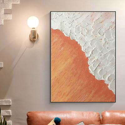 China Eco-friendly hand painted texture oil painting canvas seaside waves hotel bedside painting decoration light luxury shopify drop shipping for sale