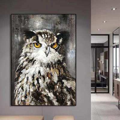 China Animal Owl Oil Painting Posters Cartoon High Resolution Printing Hand Painted Painting For Kids Baby Room Wall Art Factory Wholesale for sale