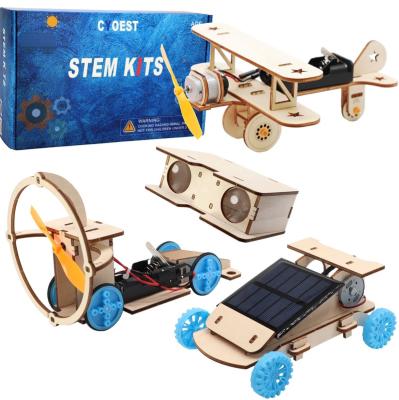 China Soft Wooden Model Solar Power Car Kit, STEM Building Project Science Educational Experiment Kit for Kids for sale