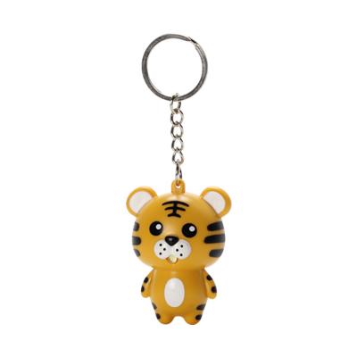 China Cute Promotion Cartoon Tiger Shape LED Key Chain With Funny Healthy Making Novedades for sale