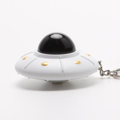 China Novelty scientific UFO keychain with led light up and sound, flying saucer light key chain with sound leading promotion, llaveros for sale