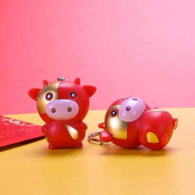 China Promotions Lucky Red 3D Cow LED Keychain with Moo Moo Cow Voice | for sale