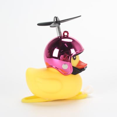 China Rubber duck coming newest mini bike or car decoration with helmet, bike lightening accessories and noise making for sale