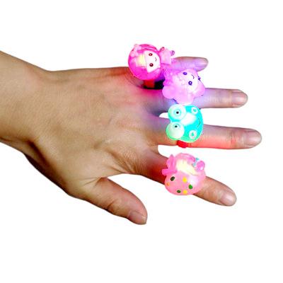 China Hot Sale Light Toy Ring Accrite Material Glowing Gift Cartoon Figure Crystal LED Finger Light Color-changing LED Ring for sale