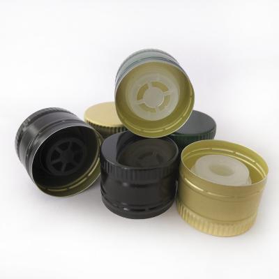 China 31.5*24 mm Black/Green/Gold Pilfer Proof Aluminum Plastic Lid Oil Olive Color Closure Cap With Plastic Pourer for sale