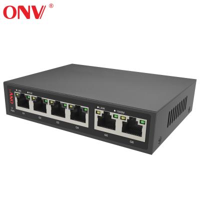 Cina CCTV Security System Network Switch Brands 6 Port PoE Switch with 2 Gigabit Uplink Ports and 4 Gigabit PoE Ports for Video Surveillance in vendita