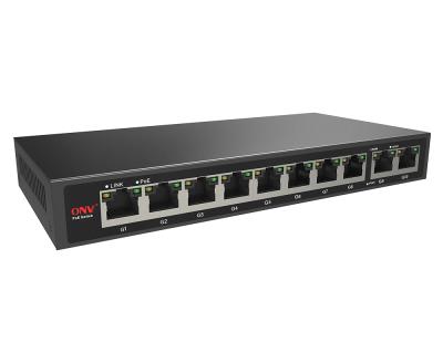 China Unmanaged POE ONV Port Maker 8 100/1000M PoE Switch with 2*100/1000 uplink port cctv poe switch for IP camera Te koop