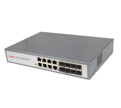 China LACP 30W full gigabit managed fiber poe switch for IP camera total power 250W Te koop