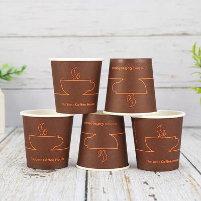 China Single Wall Custom Logo Printed Disposable Single Wall Paper Coffee Cup for sale