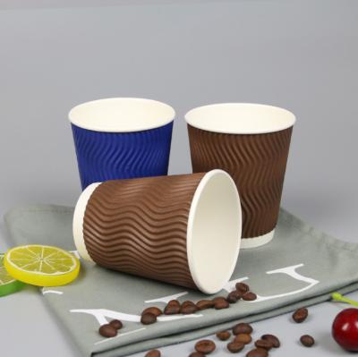 China Ripple Wall Logo Disposable Ripple Paper Cup Custom Made For Coffee Hot Drink for sale