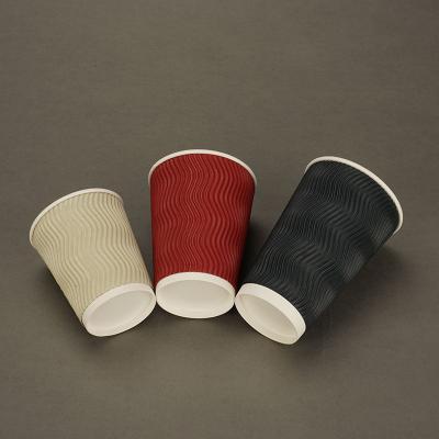 China Disposable Wholesale High Quality Ripple Paper Cups For Coffee Cold Drink for sale