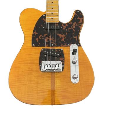 China Guitarra Binding Flame Maple Electric Guitar Prince HS Anderson Mad Cat Amber Yellow Basswood Top Guitars Leopard Pickguard and Body for sale