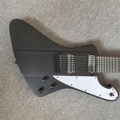 China Basswood Free Transit, 8 String Goose Shaped Matte Transparent Black Electric Guitar, Neck Through Body, Customizable Guitars for sale