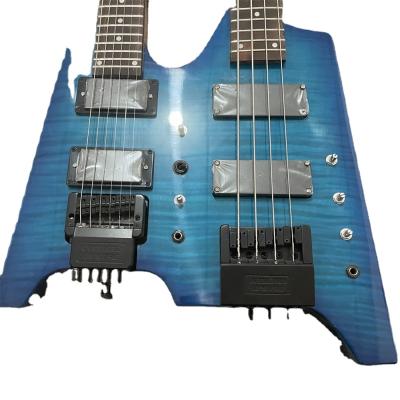 China Basswood Double Neck Headless Electric Guitar in Blue Sunburst Color Guitars guitarra for sale